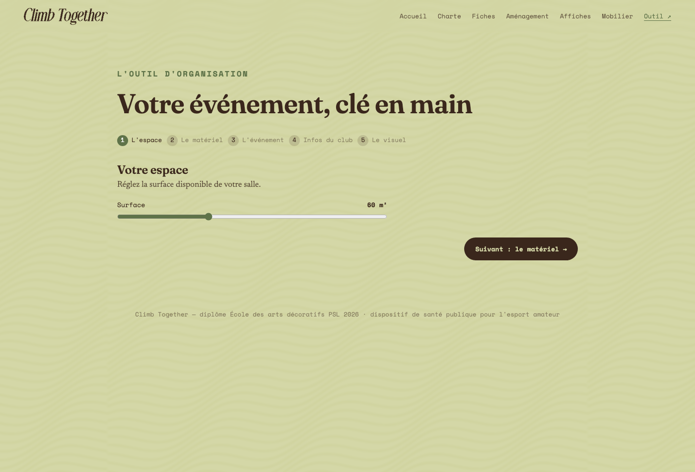 Outil, étape espace