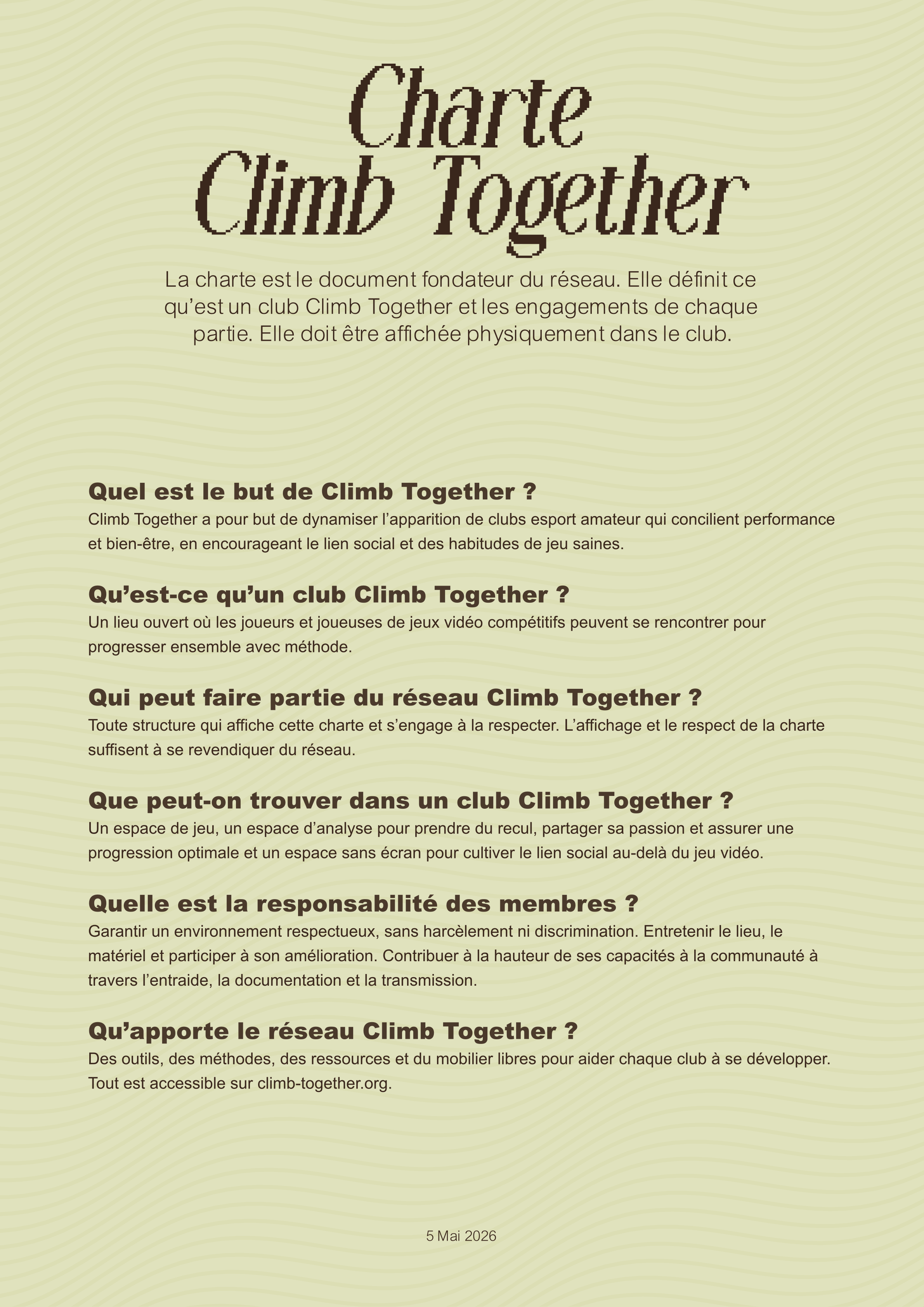 La charte Climb Together